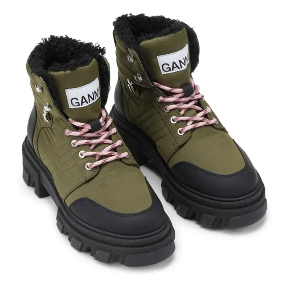 Ganni Kalamata green hiking boots size 10